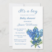 Bluebonnets Texas Floral Rustikale Babydusche Einladung (Vorderseite)