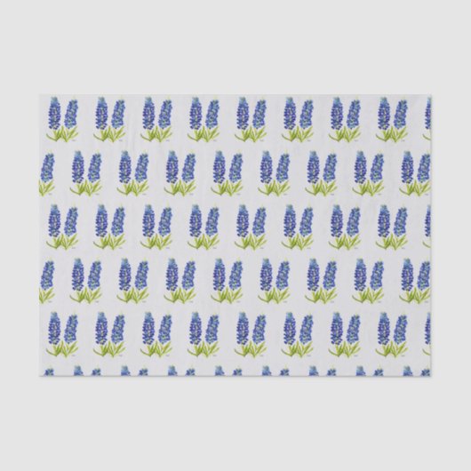 Bluebonnets Texas Floral Wildblumen Aquarellen Seidenpapier (Vorderseite)