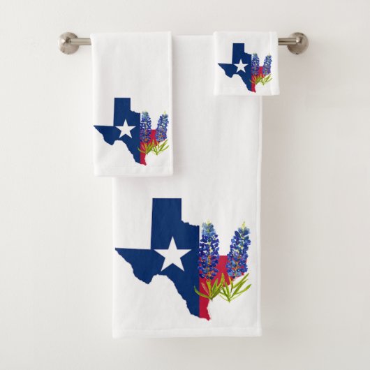 Bluebonnets Texas Staat Blauer Blumen Wasserfarbe Badhandtuch Set (Insitu)