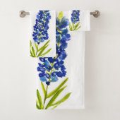 Bluebonnets Texas Staat Blauer Blumen Wasserfarbe Badhandtuch Set (Insitu)