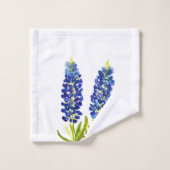 Bluebonnets Texas Staat Blauer Blumen Wasserfarbe Badhandtuch Set (Waschlappen)