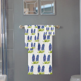 Bluebonnets Texas Staat Blauer Blumen Wasserfarbe  Badhandtuch Set