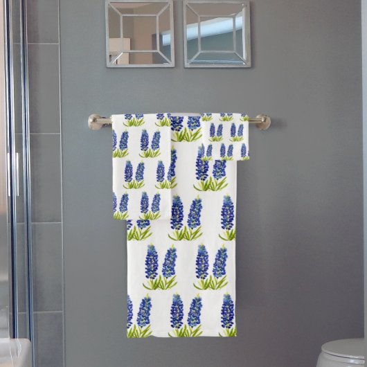 Bluebonnets Texas Staat Blauer Blumen Wasserfarbe Badhandtuch Set