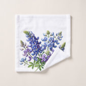 Bluebonnets Texas Staat Blauer Blumen Wasserfarbe Badhandtuch Set (Waschlappen)