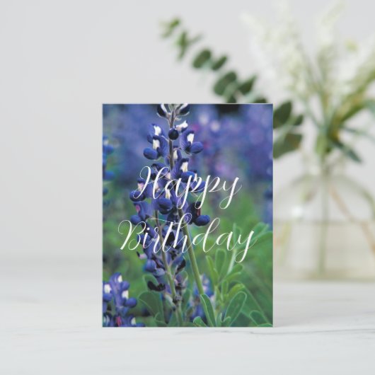 Bluebonnets Texas Staat Blume Blue Birthday Postkarte (Stehend Vorderseite)