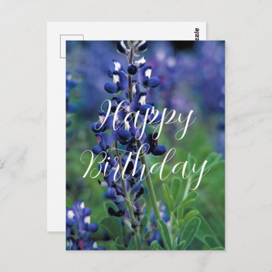 Bluebonnets Texas Staat Blume Blue Birthday Postkarte (Vorne/Hinten)