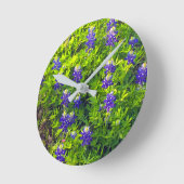 Bluebonnets Texas Staat Blume Wildblumen Foto Runde Wanduhr (Winkel)