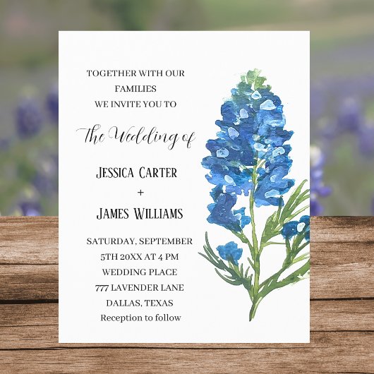 Bluebonnets Texas Watercolor Floral Wedding