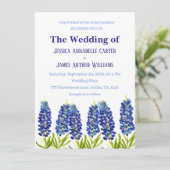 Bluebonnets Texas Watercolor Floral Wedding Einladung (Stehend Vorderseite)