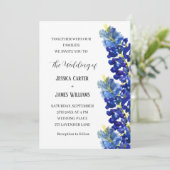 Bluebonnets Texas Watercolor Floral Wedding Einladung (Stehend Vorderseite)