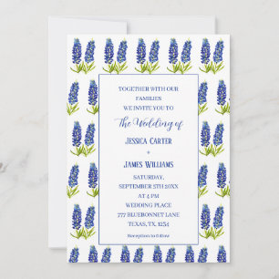 Bluebonnets Texas Watercolor Floral Wedding Einladung