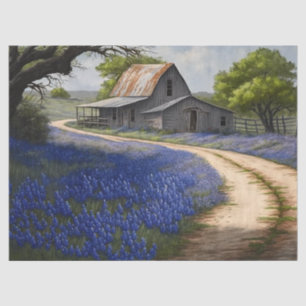 Bluebonnets und alter Stall in Texas Decoupage Seidenpapier