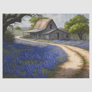 Bluebonnets und alter Stall in Texas Decoupage Seidenpapier