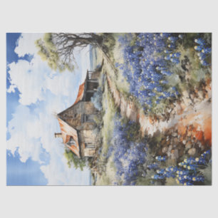 Bluebonnets und alter Stall in Texas Decoupage Seidenpapier