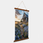 Bluebonnets und alter Stall in Texas Decoupage Wandteppich Mit Holzrahmen (Gewinkelt)