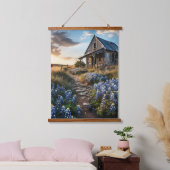Bluebonnets und alter Stall in Texas Decoupage Wandteppich Mit Holzrahmen (Schlafzimmer)