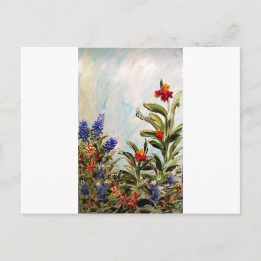 Bluebonnets und Canna Lilies Postkarte (Vorderseite)