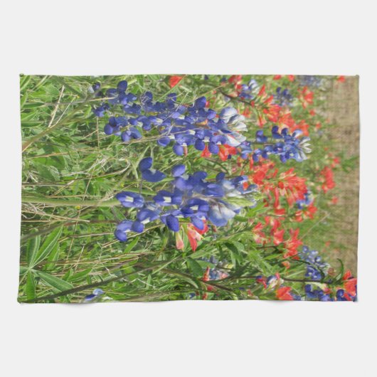 Bluebonnets und indische Pinsel Geschirrtuch (Horizontal)