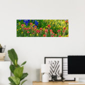 Bluebonnets und Indischer Pinsel - Panaoramaaufnah Poster (Heimbüro)