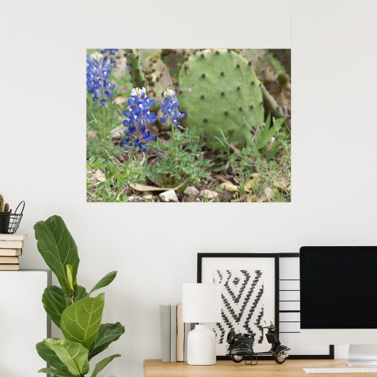 Bluebonnets und Prickly Birne Poster (Heimbüro)