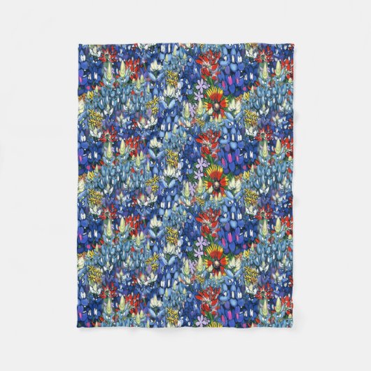 Bluebonnets und Wildblumen Fleecedecke (Vorderseite)