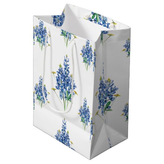 Bluebonnets und Wildblumen Mittlere Geschenktüte (Vorderseite Schrägansicht)