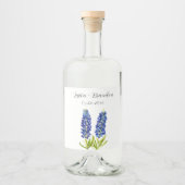 Bluebonnets Watercolor Blue Blume Floral Wedding Alkoholflaschenetikett (Vorderseite)