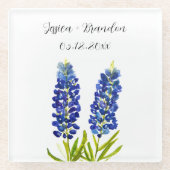 Bluebonnets Watercolor Blue Blume Floral Wedding Glasuntersetzer (Vorderseite)