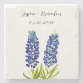 Bluebonnets Watercolor Blue Blume Floral Wedding Steinuntersetzer (Vorderseite)