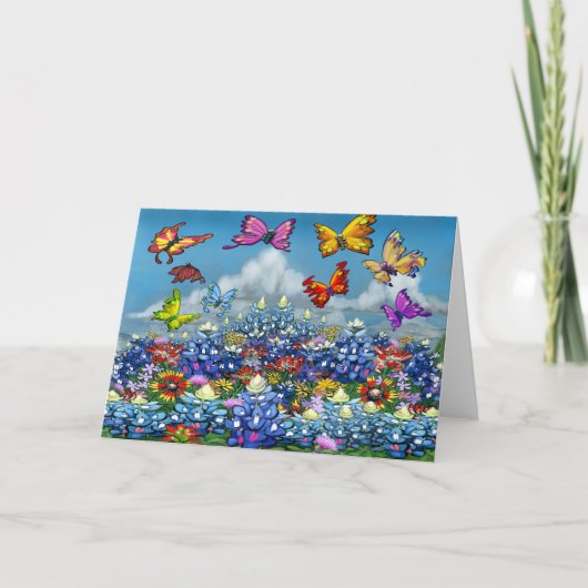 Bluebonnets Wildblumen Schmetterlinge Karte (Vorderseite)