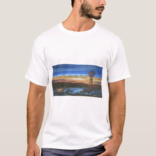Bluebonnets, Windmühle und Langhorn von Texas T-Shirt (Vorderseite)