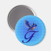 Bluebrd Monogram Initial F Magnet (Vorderseite/Rückseite)