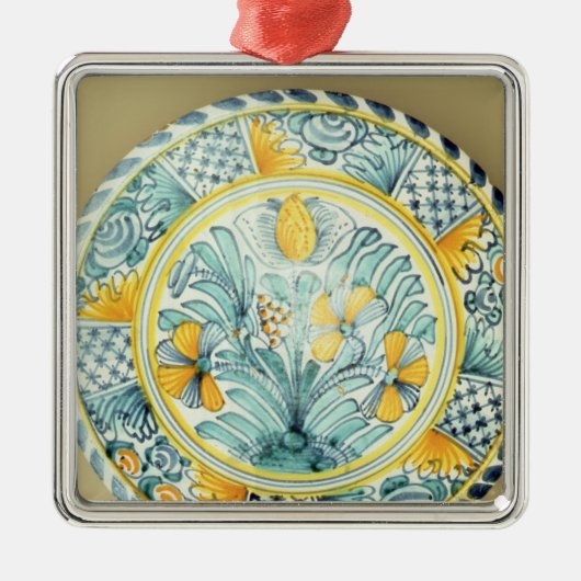 Bluedash Delftware Ladegerät, Lambeth Tonwaren Silbernes Ornament (Vorne)