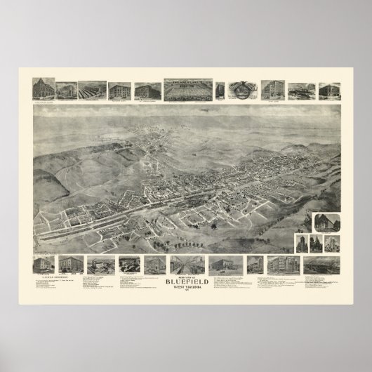 Bluefield, WV Panorama Karte - 1911 Poster (Vorne)