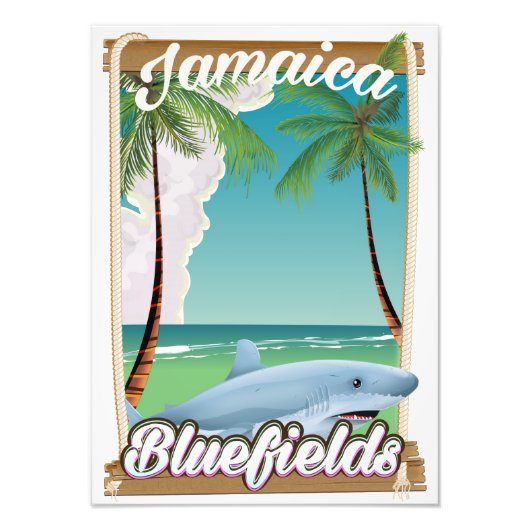 Bluefields, Jamaika Beach Ferien Poster. Fotodruck (Vorne)