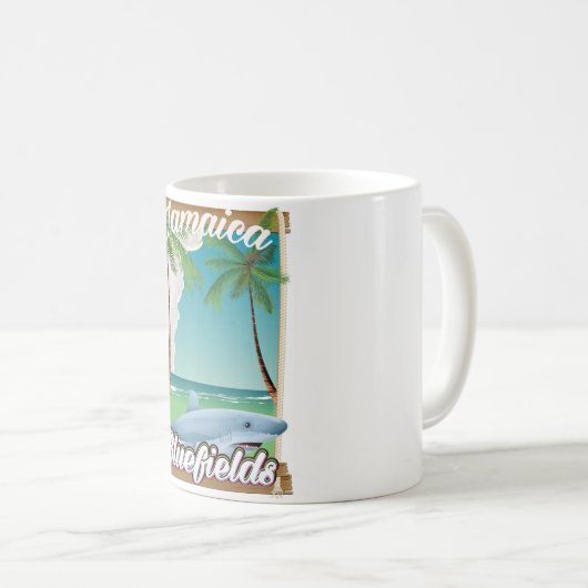 Bluefields, Jamaika Beach Ferien Poster. Kaffeetasse (VorderseiteRechts)