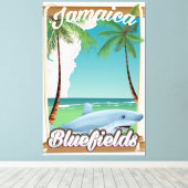 Bluefields, Jamaika Beach Ferien Poster. Leinwanddruck (Insitu (Holzboden))