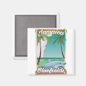 Bluefields, Jamaika Beach Ferien Poster. Magnet (Vorderseite/Rückseite)