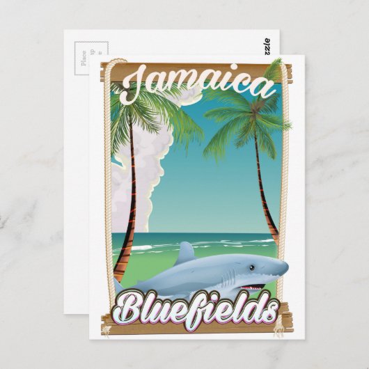 Bluefields, Jamaika Beach Ferien Poster. Postkarte (Vorne/Hinten)