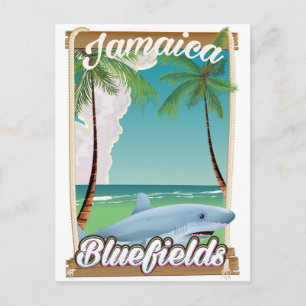 Bluefields, Jamaika Beach Ferien Poster. Postkarte