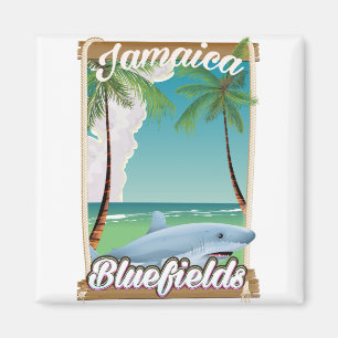 Bluefields, Jamaika Strandurlaubposter. Magnet