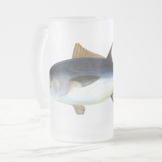 Bluefin-Thunfischillustration Mattglas Bierglas (Vorderseite Links)