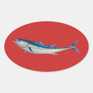Bluefinthunfischaufkleber Ovaler Aufkleber