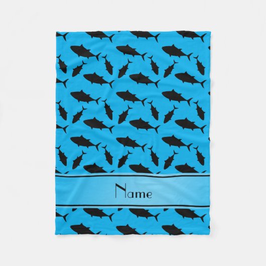 Bluefinthunfischmuster blaues Schwarzes des Fleecedecke (Vorderseite)