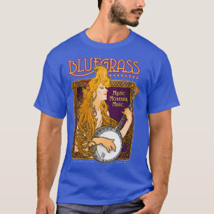 Bluegrass Alphonse Mucha Inspiriert Banjo Girl T-Shirt