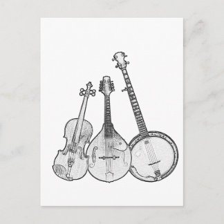 Bluegrass Band B&W Postkarte