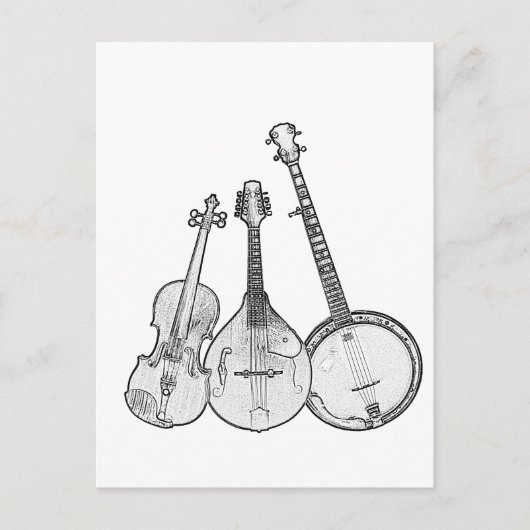 Bluegrass Band B&W Postkarte (Vorderseite)
