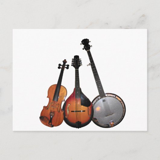 Bluegrass-Band-Cartoon Postkarte (Vorderseite)