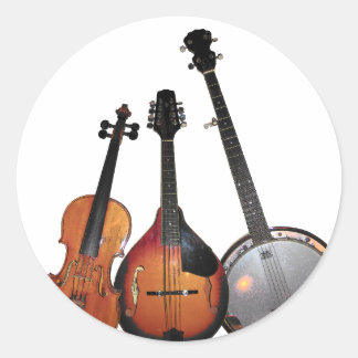 Bluegrass-Band-Cartoon Runder Aufkleber