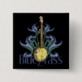 Bluegrass-Banjo-Entwurfs-Knöpfe Button (Vorderseite)